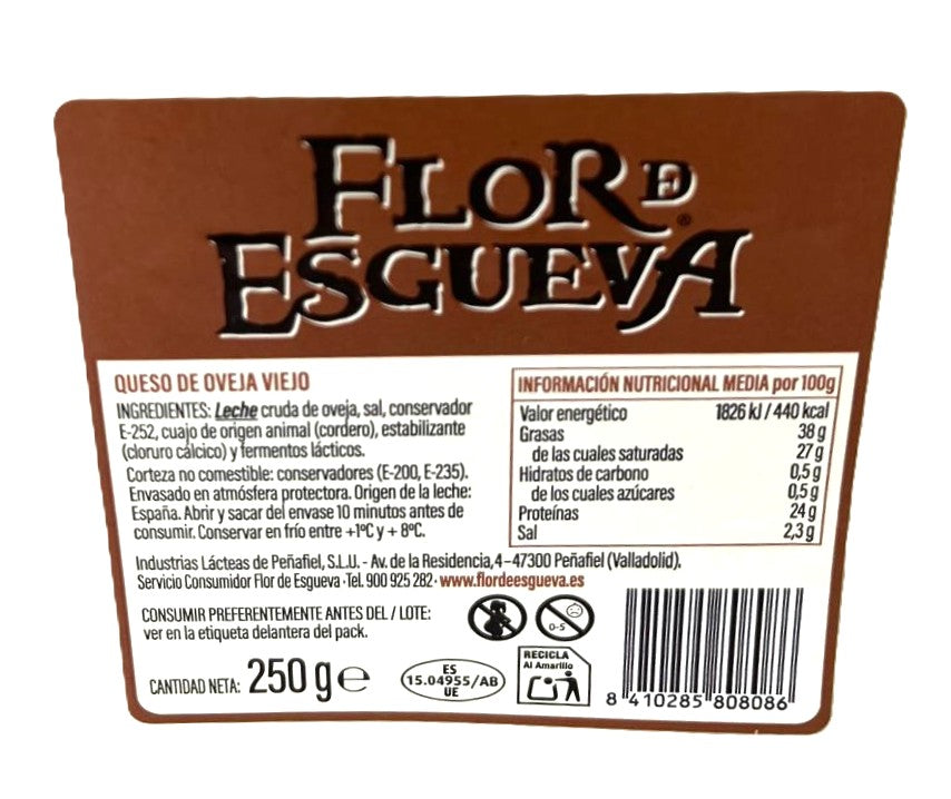 FLOR DE ESGUEVA QUESO DE OVEJA EN CUÑA DE 250 GRAMOS