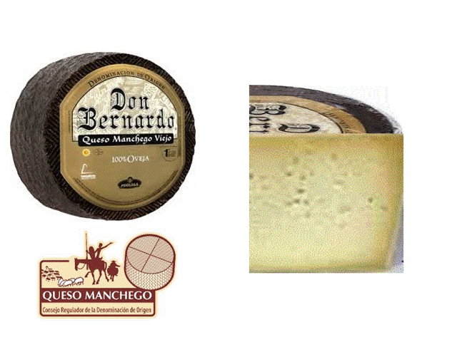 QUESO DON BERNARDO D.O.P. MANCHEGO VIEJO 100x100 PURO DE OVEJA -Entero - 1/2 - o 1/4 de pieza