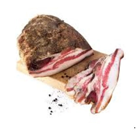 GUANCIALE en tres formatos: Pieza entera - Taco 500 grs.- Lonceado 200 grs.