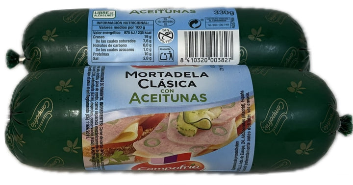 MORTADELA CLASICA CON ACEITUNAS - CAMPOFRIO - pieza de 330 gramos