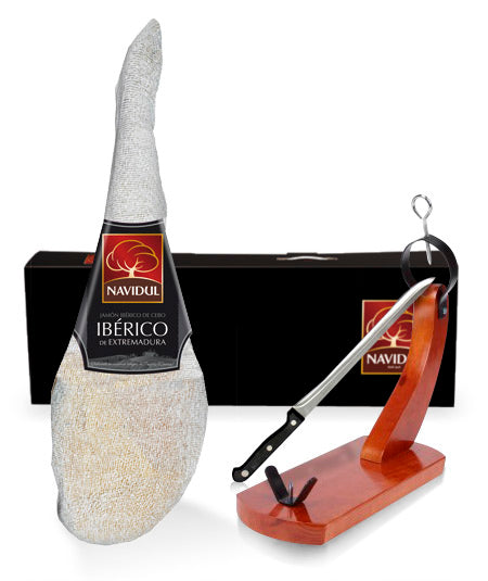 JAMÓN IBÉRICO NAVIDUL CON REGALO JAMONERA Y CUCHILLO