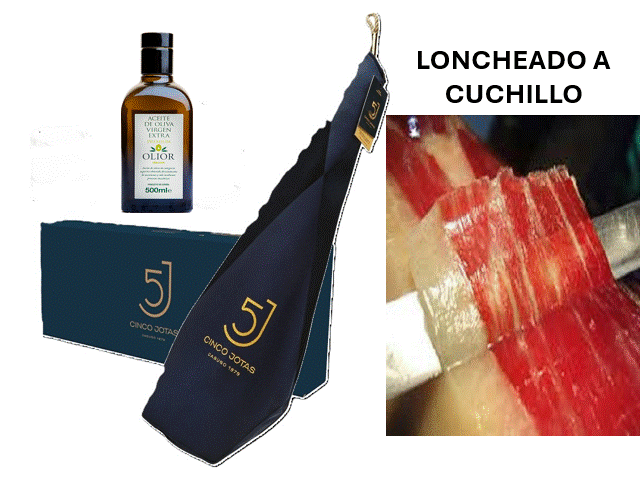 Jamón 5 jotas 100% ibérico de Bellota pata negra con regalo aceite de Jaen