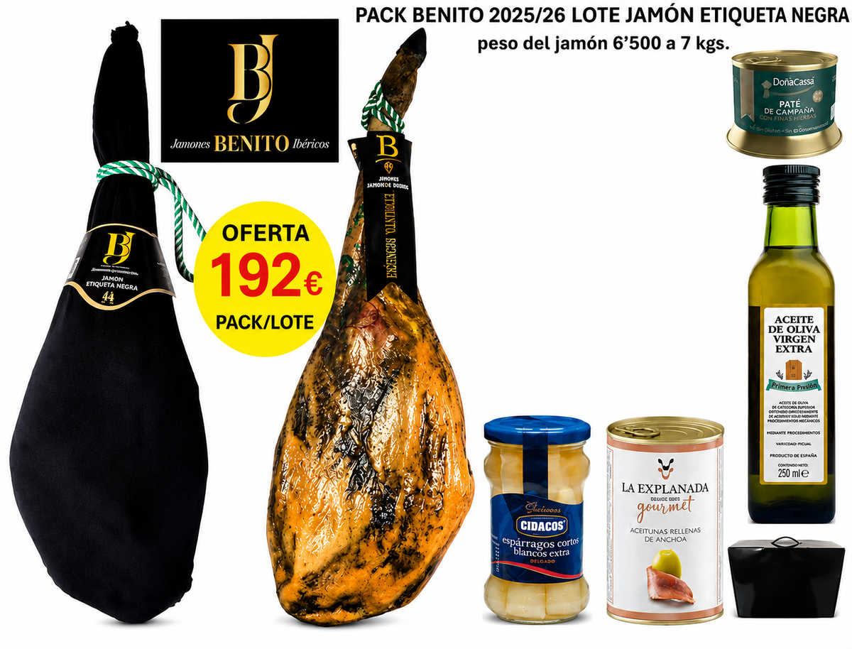 PACK BENITO con jamón Etiqueta Negra y surtido de productos