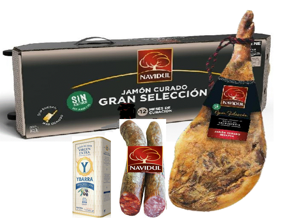 JAMÓN GRAN SELECCION NAVIDUL CON LOTE DE PRODUCTOS