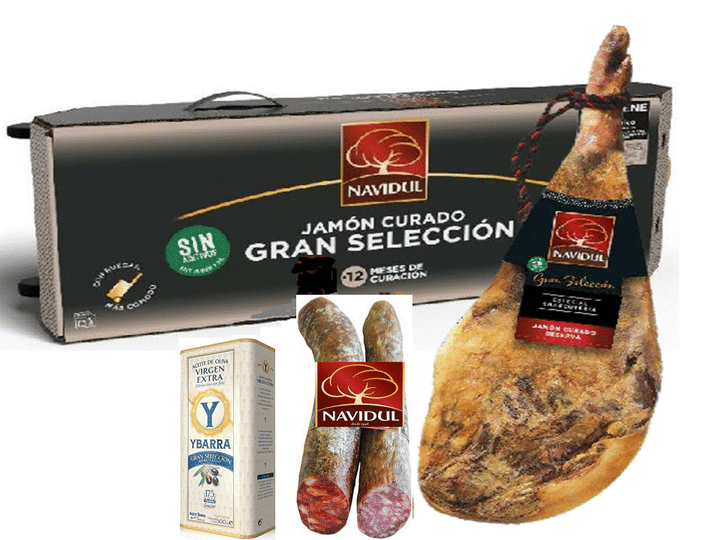 JAMÓN GRAN SELECCION NAVIDUL CON LOTE DE PRODUCTOS