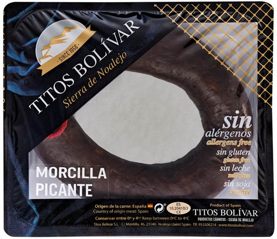 MORCILLA DE JAEN PICANTE CON CEBOLLA "Titos Bolivar" Sierra de Noalejo JAEN