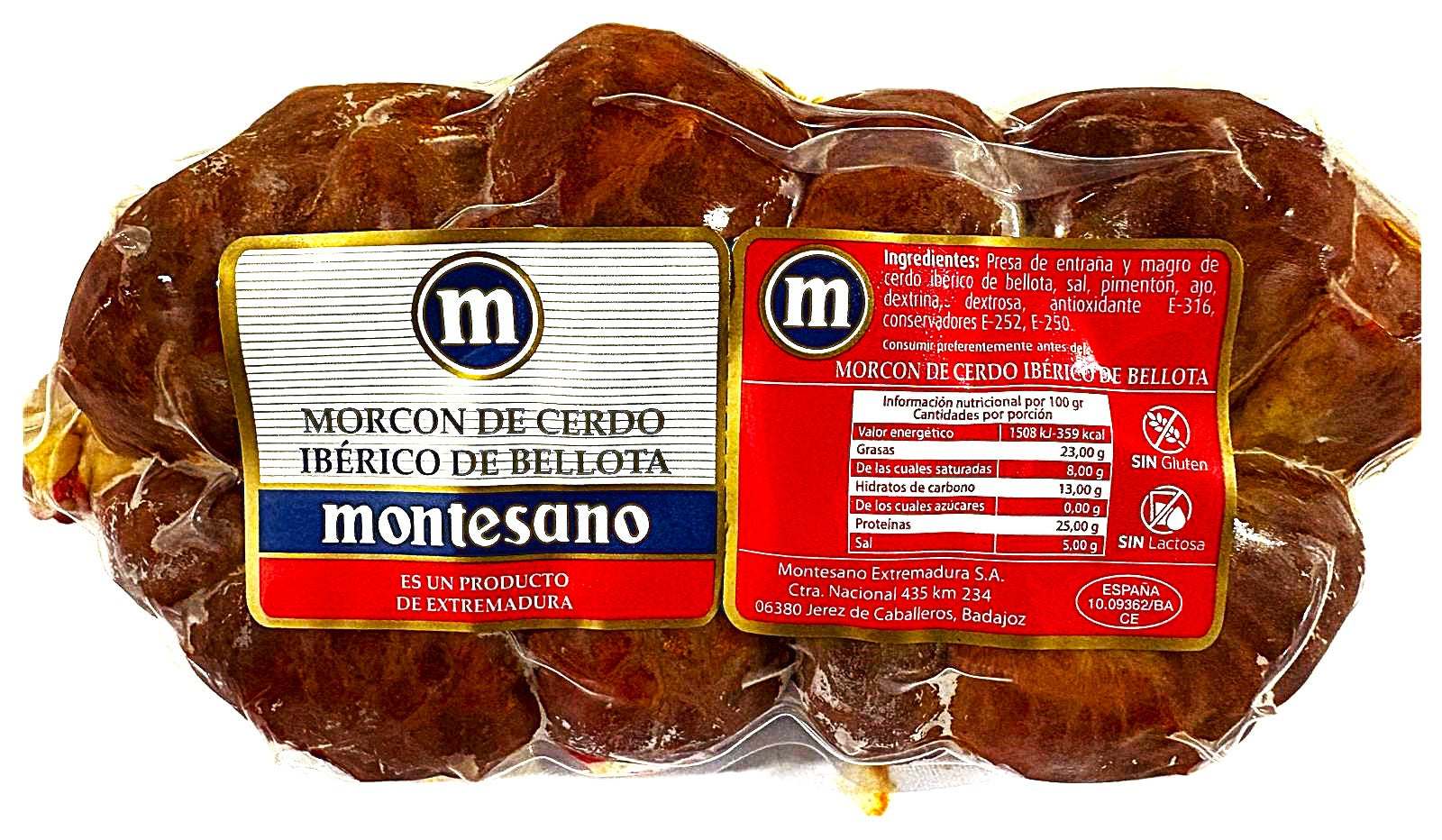 MORCON IBÉRICO DE BELLOTA - MONTESANO - EXTREMADURA- en Pieza Entera - 1/2 Pieza - Loncheado 100 grs.