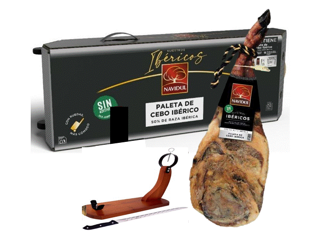 PALETA IBÉRICA NAVIDUL CON REGALO JAMONERA Y CUCHILLO
