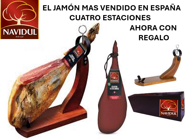JAMÓN CUATRO ESTACIONES DE NAVIDUL EN LOTE CON REGALOS