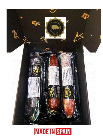 SURTIDO IBÉRICO (Salchichón Ibérico 250g. - Chorizo Ibérico 250g. - Morcilla Ibérica 300g.) - EMBUTIDOS LA UNION