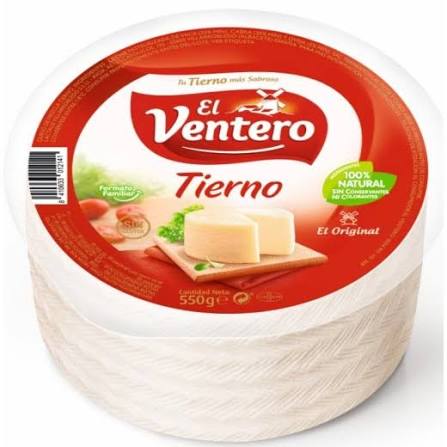 QUESO EL VENTERO TIERNO PIEZA DE 550 GRAMOS FORMATO AHORRO